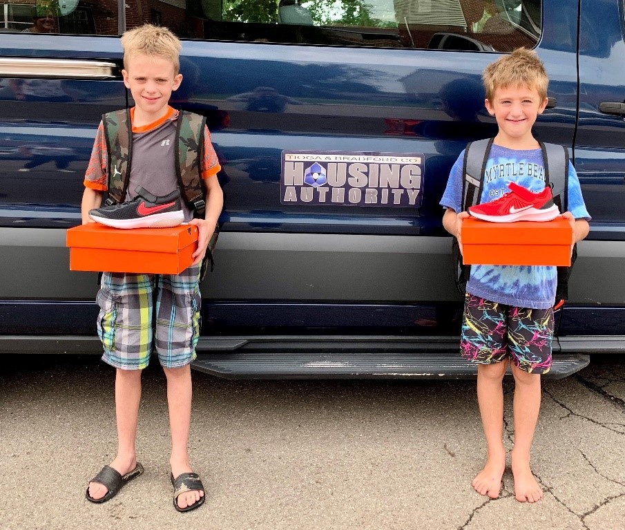 Housing Authority Provides Backpacks and Sneakers Tioga Bradford Housing